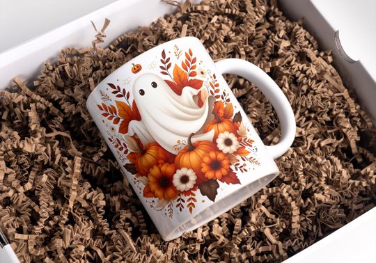 Halloween Mug Wrap 11 Oz & 15 Oz Mug Wrap Pumpkin Coffee Mug  3D Mug Wrap Halloween Ghost mug