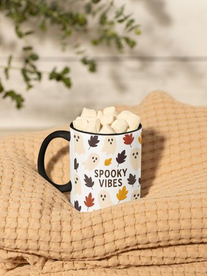 Boo-tiful Ghost Accent Mug, Autumn Vibes Cup, Perfect Gift for Halloween Fans
