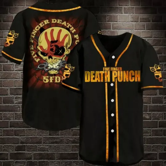 Five Finger Death Punch Baseball Jersey Shirt Rock Band Fan Apparel