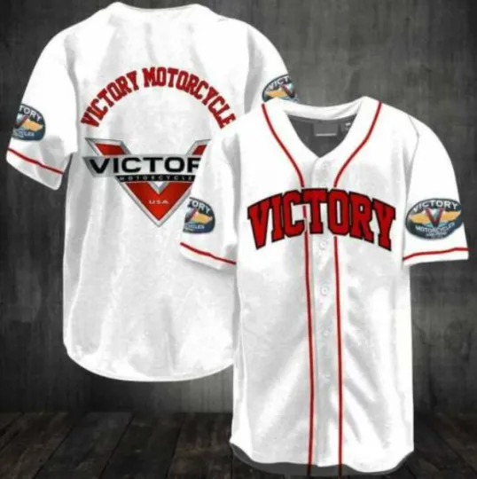 Victory Motorcycle Racing Black Button MenWomen Baseball Jersey