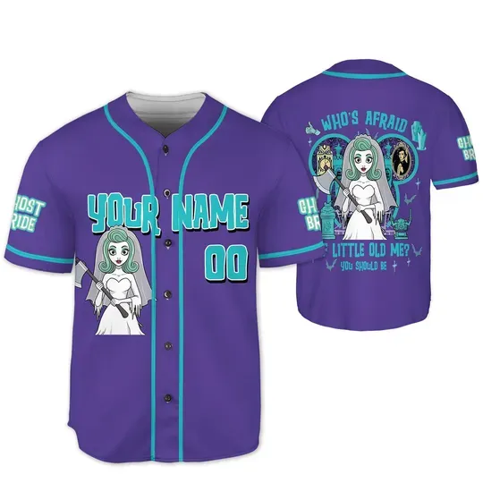Disneyland Who's Afraid Of Little Old Me Baseball Jersey, Constance Hatchaway, Haunted Mansion Ghost Bride Jersey, Disneyland Halloween