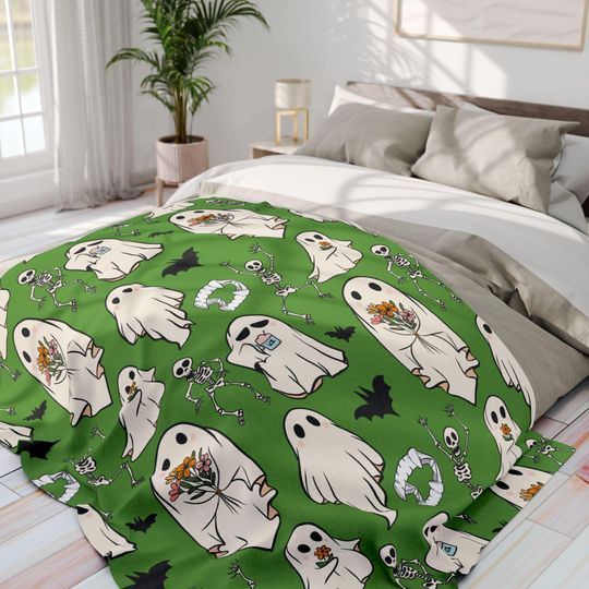 Summerween Blanket, Soft Fleece Blanket Halloween Beachy Throw, great camping blanket, beach blanket