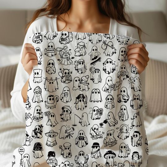 Ghost Halloween Blanket, Lightweight Blanket, Funny Ghost Decor, Summerween Blanket, Halloween Lover Gift, Throw Blanket Couch, Boo Basket