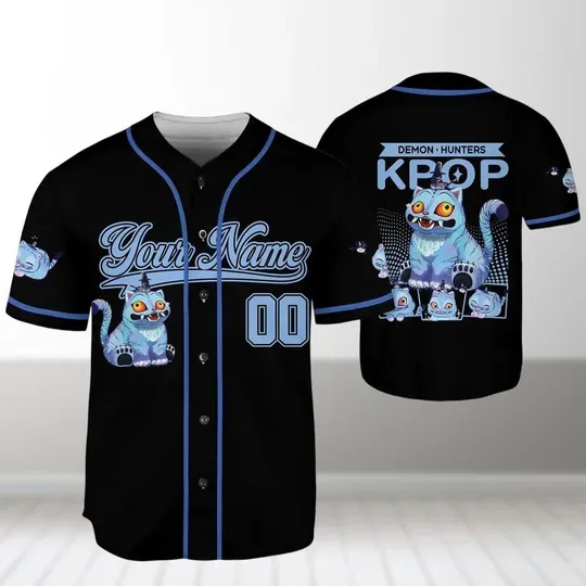Demon Hunter Tiger Baseball Jersey, Hunters Tiger Fan, Saja Boys, Kpop Demon Hunters Baseball Jersey