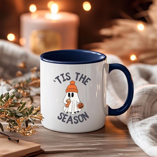 Ghost Seasonal Coffee Mug, Halloween Accent Mug 'Tis The Season, Cute Ghosts, Cute Fall Mug, Fall Decor Ghost Cup, Spooky Season