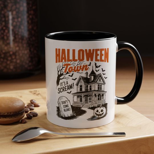 Halloweentown University Ghost Mug  Spooky Western Halloween Coffee Cup for Fall Vibes, Cozy Autumn Accent Mug Gift, 11oz/15oz Ceramic