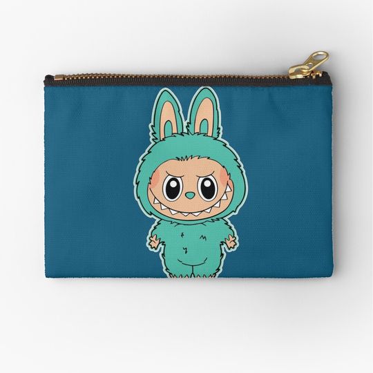 Full‑Body Blue Labubu Cute Monster Design Zipper Pouch, Cute Bags Gift, Gift for Fan