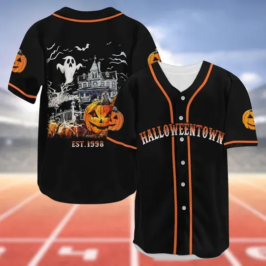 Halloweentown Baseball Jersey, Halloween Pumpkin Jersey Shirt, Ghost Haunted House Jersey, Magic Witch Movie Shirt, Spooky Season Shirt