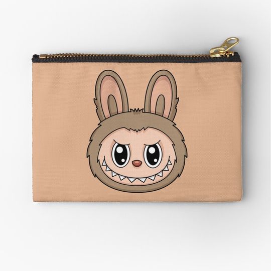 Labubu Brown Cute Character Zipper Pouch, Cute Bags Gift, Gift for Fan