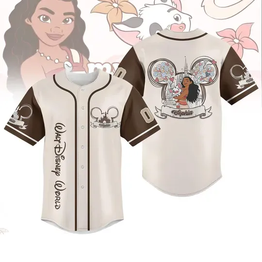 Custom Disney Moana Baseball Jersey, Moana Princess Jersey, Disney Movie Jersey, Magic Kingdom Baseball Shirt, Disney Girl Trip Jersey