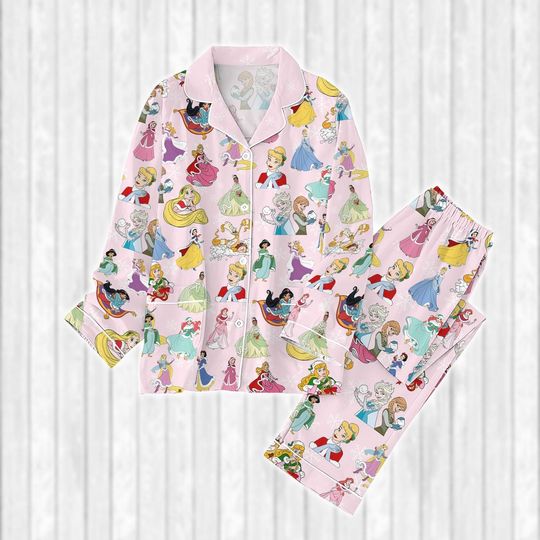 Disney Princess 2025 Pajamas Set, Disneyland Women Pjs, Fairytale Family Pajamas