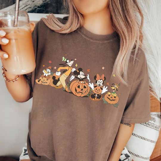 Mickey and Friends Autumn T-Shirt, Disneyland Fall Vibes Tee, Disney Family Halloween Trip