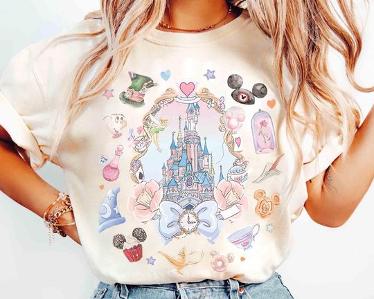 Coquette Bow Disney Castle T-Shirt, Magic Kingdom Girl Tee, Disney Girl Trip