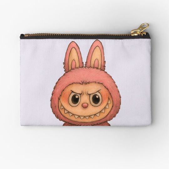 Pink Labubu Zipper Pouch, Cute Bags Gift, Gift for Fan