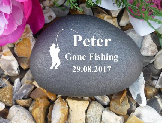 Personalised Pebble - Memorial - Weatherproof - Personalised - Fishing