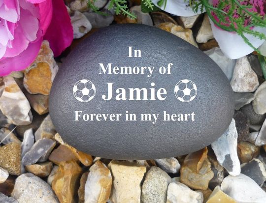 Personalized Pebble - Memorial - Weatherproof - Personalized - Football