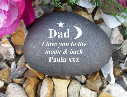 Memorial Pebble - Personalized - Weatherproof - Star & Moon Design