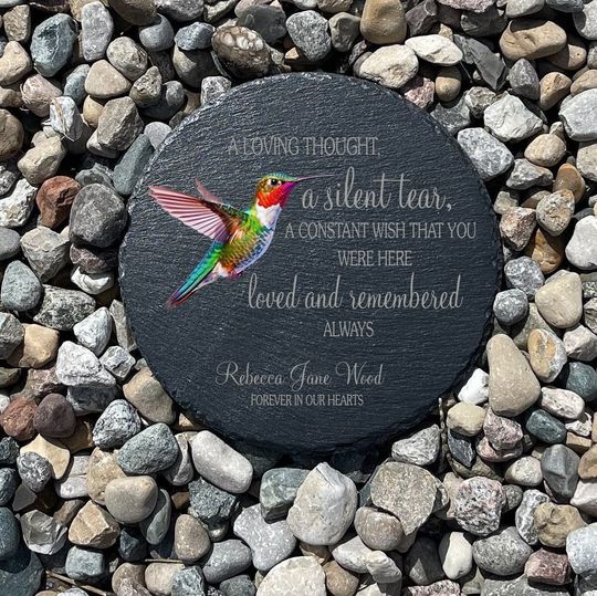 A Silent Tear Memorial Garden Stone,  Sympathy Gift, Slate Grave Marker