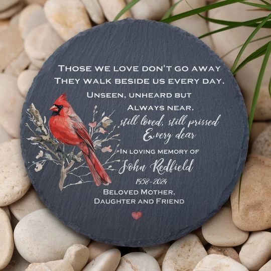 Dad Mom Cardinal Memorial Stone,Personalized Loss Loved One