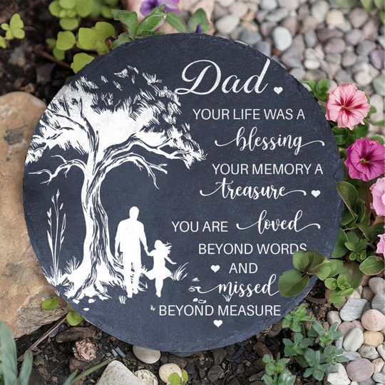 Sympathy Gift Loss Of Dad Memorial Stone, father's day memorial garden stone