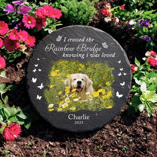 Personalized Pet Memorial Stone with Photo - Custom Grave Marker