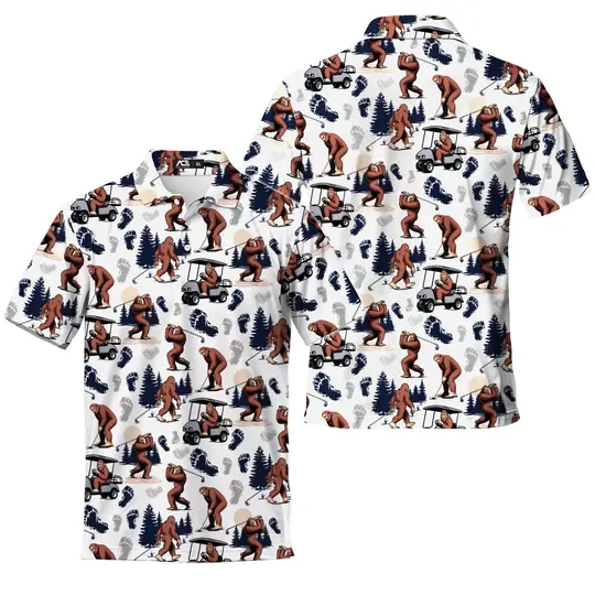 Funny Golf Bigfoot Polo Shirts For Men