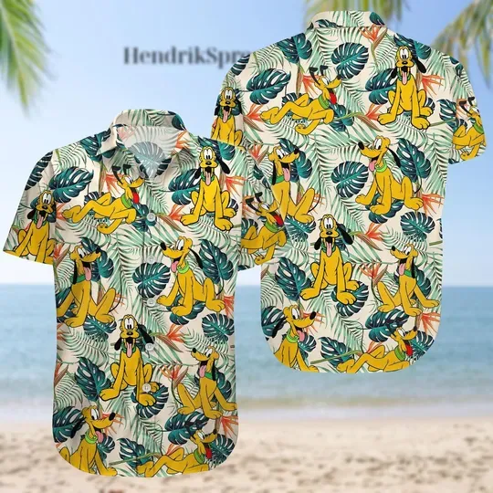 Pluto Hawaiian Shirt, Disney Pluto Beach Hawaiian Shirt, Pluto Summer Shirt, Disney Summer Shirt, Gift For Him