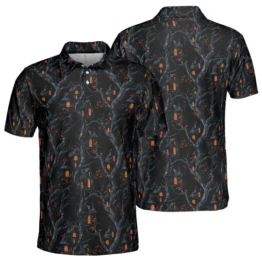 Haunted House Halloween Polo Shirt