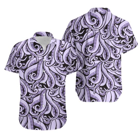 Ursula Hawaiian Shirt, The Little Mermaid Octopus Villain Inspired All Over Printed Shirt, Ursula Villain Spooky Season Halloween Button Up