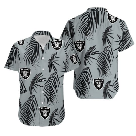 Raiders Hawaiian Shirt Palm Leaves Pattern Classy Hawaiian Shirts