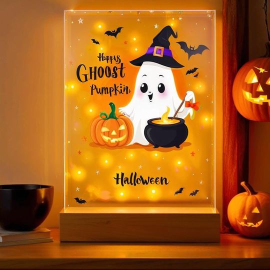 Personalized Ghost Night Light, Custom Pumpkin Night Lamp, Cute Ghost Light, Gifts For New Baby, Halloween Home Decor, Bedroom Decor