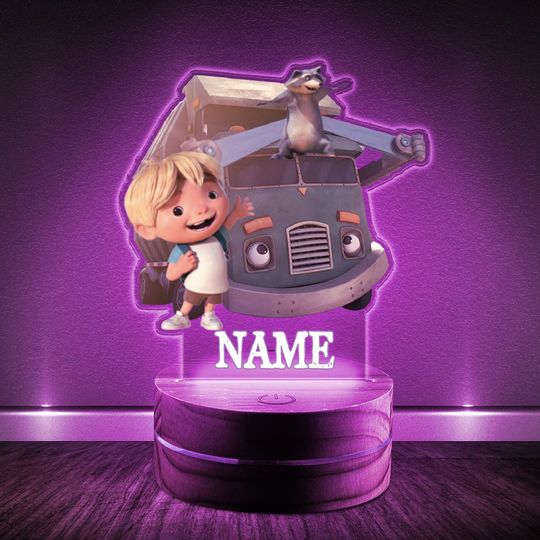 Personalized Trash Truck Night Light,Kids Bedroom Night Light Decor,Night lamp for Kids,Kids Birthday Gift,Birthday Boy Gift, Cartoon