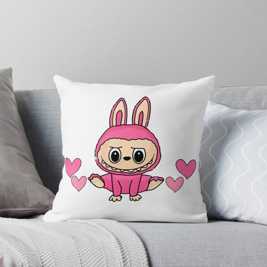 Funny Cute Labubu Pink Full Body  Pillow, Cute Labubu Pillows Gift, Gift for Fan