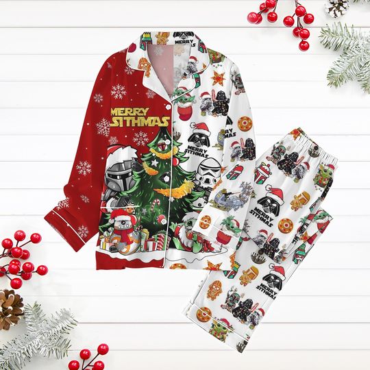 Christmas Star Wars Pajamas Set, Merry Sithmas Pajamas, Christmas Tree Holiday Pjs