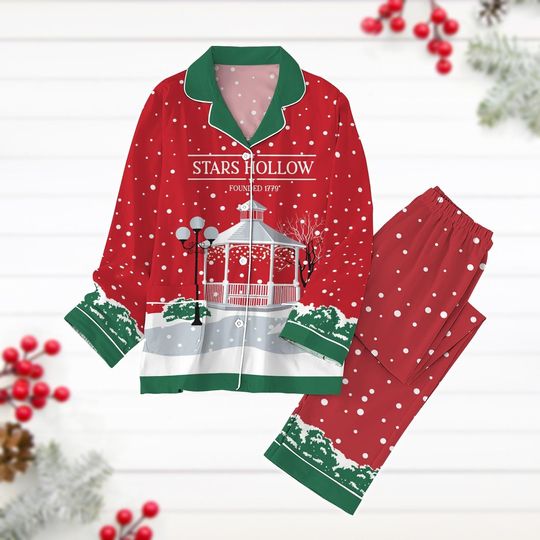 Stars Hollow Pajamas Set, Vintage Gilmore Girls Christmas Pajamas