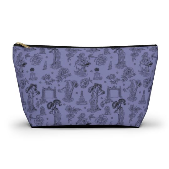 Purple Disney Haunted Mansion Fancy Damask Zipper Pouch for Travel and Makeup Essentials, Ideal Gift