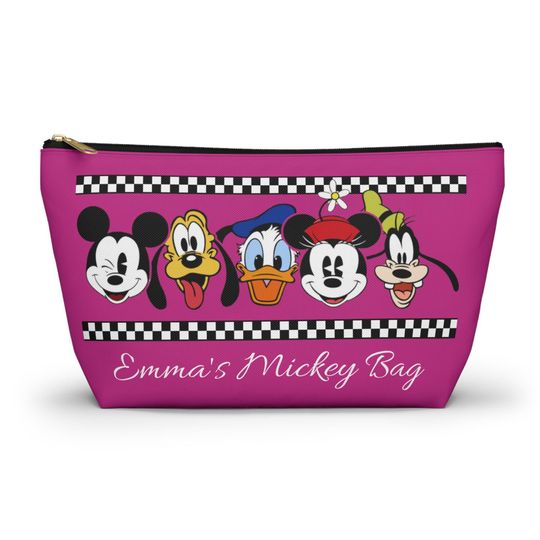 Custom Disney Mickey Mouse & Friends Makeup Bag, Personalized Minnie Cosmetic Case