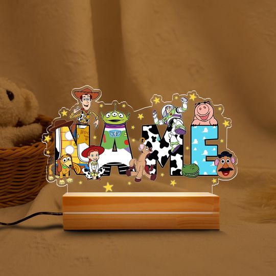 Personalised Toy Story Night Light, Disney Family Toy Story Room Decor, Toy Story Birthday Gift for Kids, WDW Disneyland Friend Gifts