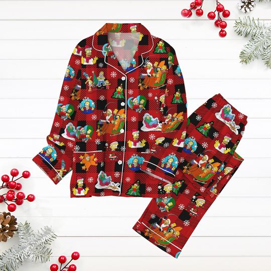 The Simpsons Family Pajamas Set, Simpsons Movie Characters Holiday Pajamas