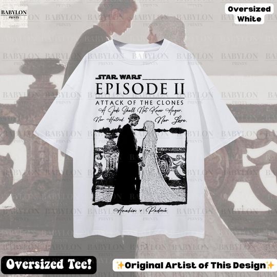 Oversized Star Wars Attack of the Clones Shirt Padmé & Anakin T-Shirt
