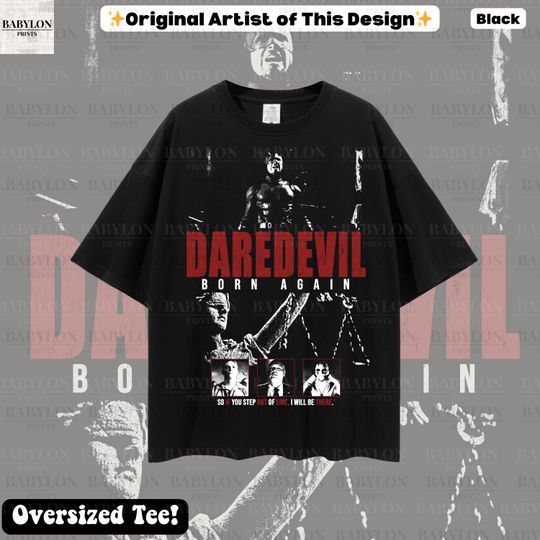 Oversized Daredevil Shirt - Born Again Show, Matt Murdock Gift, Disney Superhero Tee
