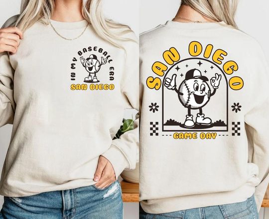 Vintage San Diego Baseball Era Sweatshirt, San Diego Baseball Gameday Sweatshirt, In My Baseball Era Cute Sweatshirt, Baseball Fan Gift