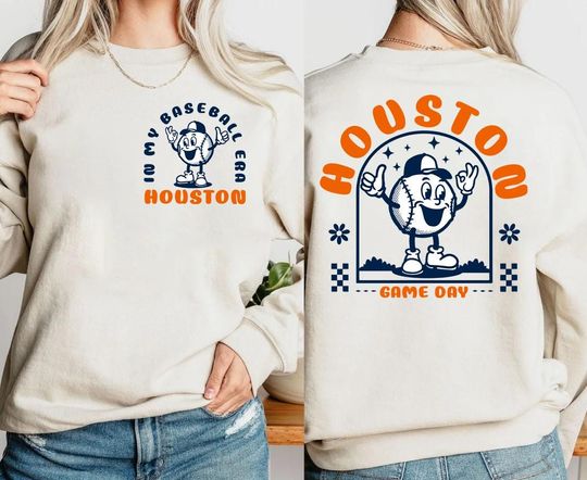 Houston Baseball Era Vintage Sweatshirt, Houston Baseball Gameday Retro, In My Baseball Era Cute Sweatshirt, Gift For Fans