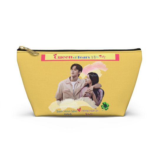 Queen of Tears Accessory Pouch with T-Bottom, K-Drama Queen of Tears Cosmetics Bag