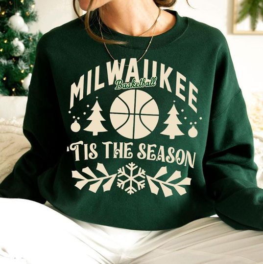 Milwaukee Basketball Tis The Season Sweatshirt, Milwaukee Basketball Sweatshirt, Basketball Retro Sweatshirt, Christmas Gifts, For Fans