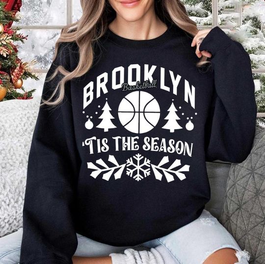 Vintage Brooklyn Basketball Tis The Season Sweatshirt, Brooklyn Basketball Sweatshirt, Basketball Retro Gameday, Christmas Gifts