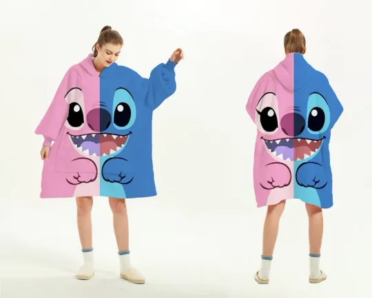 Blanket Hoodie in Stitch and Pink Alien Angel Look