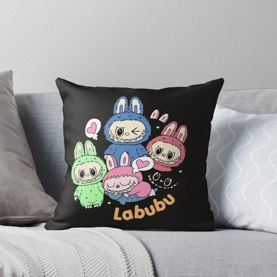 Labubu Lovers T Shirt Pillow, Cute Labubu Pillows Gift, Gift for Fan