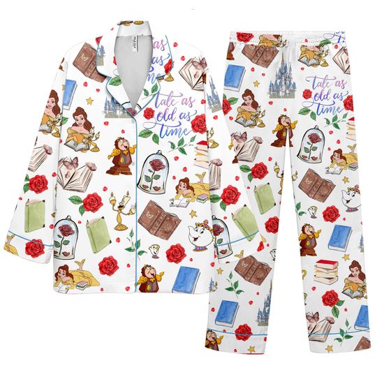 Beauty and The Beast Pajamas, Disney Couple Pajamas, Princess Belle Sleepwear
