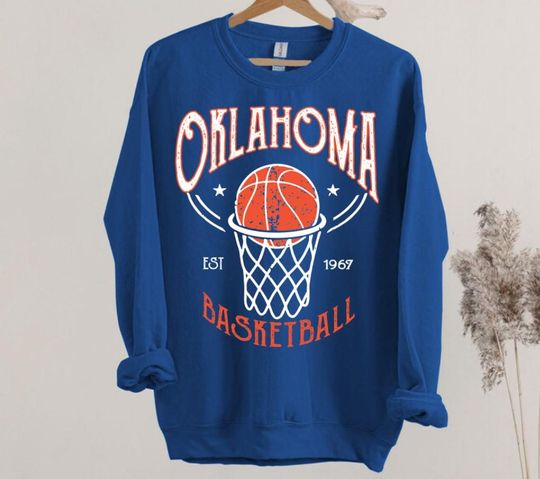 Oklahoma City Basketball Est 1967 Vintage Sweatshirt, Oklahoma City Basketball Team Gameday Sweatshirt, Basketball Retro Sweatshirt